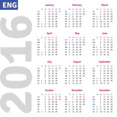 English Calendar 2016 N8