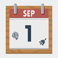 Vector calendar icon for 1 september in flat style