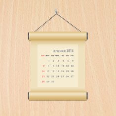 September 2014 calendar on wood wall