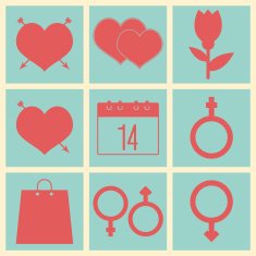 Valentine's icon set colors