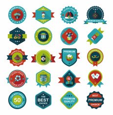 Chinese New Year badge flat banner design background set N7