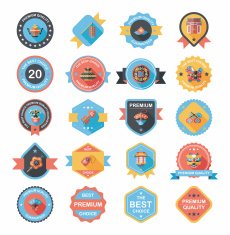 Chinese New Year badge flat banner design background set N9
