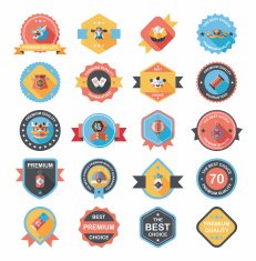 Chinese New Year badge flat banner design background set N10