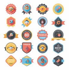 Chinese New Year badge flat banner design background set N12