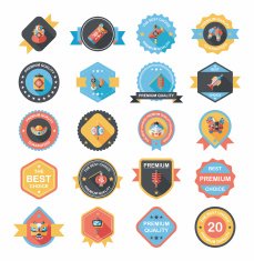Chinese New Year badge flat banner design background set N14