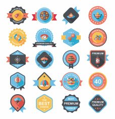 Chinese New Year badge flat banner design background set N15