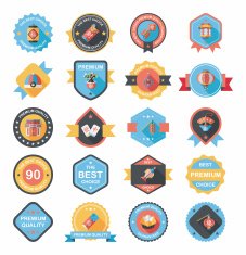 Chinese New Year badge flat banner design background set N19