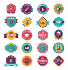 Chinese New Year badge flat banner design background set N24