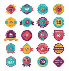 Chinese New Year badge flat banner design background set N26