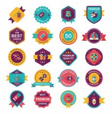 Chinese New Year badge flat banner design background set N27