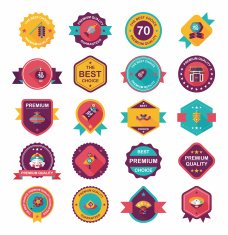 Chinese New Year badge flat banner design background set N28