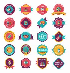 Chinese New Year badge flat banner design background set N30