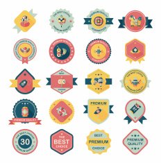 Chinese New Year badge flat banner design background set N31