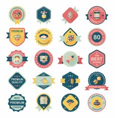 Chinese New Year badge flat banner design background set N32