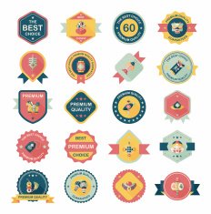 Chinese New Year badge flat banner design background set N33
