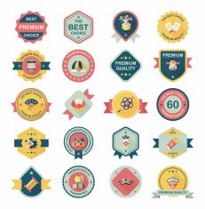 Chinese New Year badge flat banner design background set N34