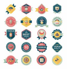 Chinese New Year badge flat banner design background set N35