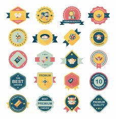 Chinese New Year badge flat banner design background set N36
