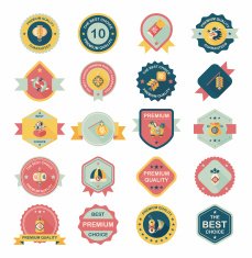 Chinese New Year badge flat banner design background set N37