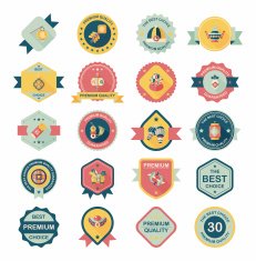Chinese New Year badge flat banner design background set N40