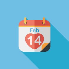 Valentine's Day February fourteen flat icon with long shadow eps N6