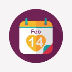 Valentine's Day February fourteen flat icon with long shadow eps N12