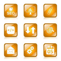 SEO Internet Sign Square Vector Yellow Icon Design Set 6 N6