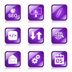 SEO Internet Sign Square Vector Violet Icon Design Set 6 N7