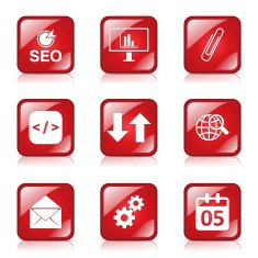 SEO Internet Sign Square Vector Red Icon Design Set 6 N6