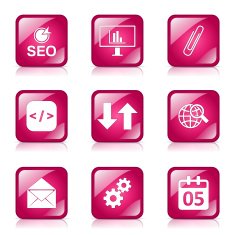 SEO Internet Sign Square Vector Pink Icon Design Set 6 N7