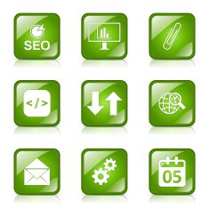 SEO Internet Sign Square Vector Green Icon Design Set 6 N7