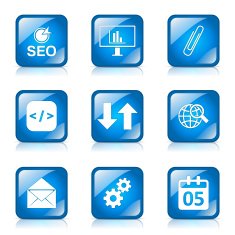 SEO Internet Sign Square Vector Blue Icon Design Set 6 N6
