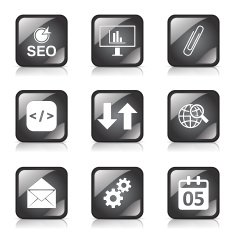 SEO Internet Sign Square Vector Black Icon Design Set 6 N7