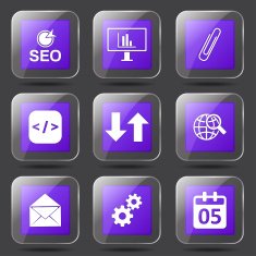 SEO Internet Sign Square Vector Violet Icon Design Set 6 N8