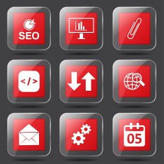 SEO Internet Sign Square Vector Red Icon Design Set 6 N7