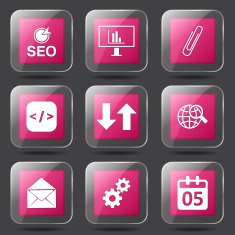 SEO Internet Sign Square Vector Pink Icon Design Set 6 N8