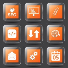 SEO Internet Sign Square Vector Orange Icon Design Set 6 N5
