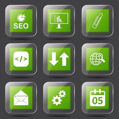 SEO Internet Sign Square Vector Green Icon Design Set 6 N8