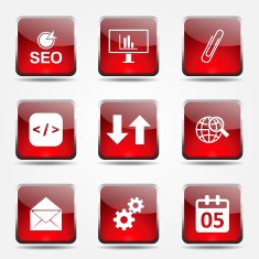 SEO Internet Sign Square Vector Red Icon Design Set 6 N8