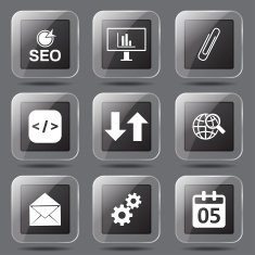 SEO Internet Sign Square Vector Black Icon Design Set 6 N8