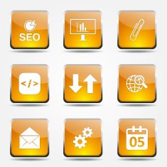 SEO Internet Sign Square Vector Yellow Icon Design Set 6 N8