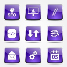 SEO Internet Sign Square Vector Violet Icon Design Set 6 N9