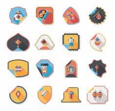 Chinese New Year sticker banner design flat background eps10 N13
