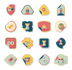 Chinese New Year sticker banner design flat background eps10 N30