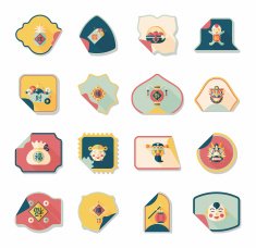 Chinese New Year sticker banner design flat background eps10 N31