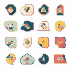 Chinese New Year sticker banner design flat background eps10 N32