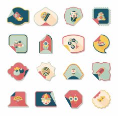 Chinese New Year sticker banner design flat background eps10 N35