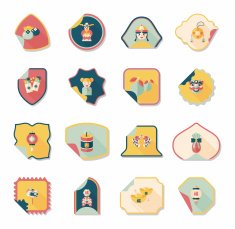 Chinese New Year sticker banner design flat background eps10 N39
