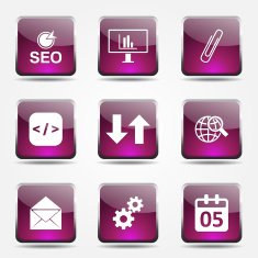 SEO Internet Sign Square Vector Pink Icon Design Set 6 N9