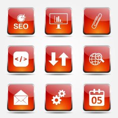 SEO Internet Sign Square Vector Orange Icon Design Set 6 N6